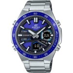 Montre hommes casio efv - c110d - 2avef - acier inoxydable gris - 10 atm - double affichage