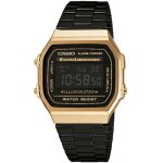 Montre - casio - vintage - noir et or - acier inoxydable - digital - tanchit 10 atm