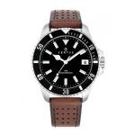Montre - certus - 611111 - acier - cuir marron - tanche 10 atm - analogique
