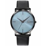 Montre certus homme - cuir noir - quartz - analogique - botier rond 39 mm