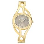 Montre - certus - joalia - acier dor - botier ovale - cadran bronze avec strass