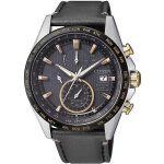 Montre chronographe - citizen - h 800 - noir - cuir - eco - drive