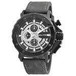 Montre chronographe - elite - el0007 - bo�tier 47 mm - bracelet simili cuir gris - �tanch�it� 3 atm