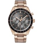 Montre chronographe - hugo boss - trophy - or rose - rsistance  leau 50m - cadran gris