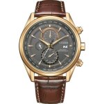 Montre hommes citizen at8263 - 10h - marron cuir - 43mm - etanche 10 bar - energie solaire - verre saphir ...