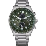 Montre hommes citizen - ca0770 - 72x - acier inoxydable - cadran vert - nergie solaire
