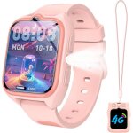 Montre connect�e pour enfants 2025 4g lte avec carte sim gps traceur + sos appel urgence batterie appels ...