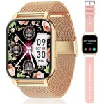 Montre connect�e pour femme - ediliq - popglory - �cran 185 pouces - milan rose + rose - appels bluetooth ...