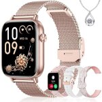 Montre connect�e femme - suteo - 183 pouces - or rose - 4 bracelets - appels hd - 110 + modes sport - ...