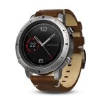 Montre connecte fenix chronos - garmin - acier - etanche - bracelet en cuir vintage