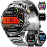 Montre connect�e homme avec 1000mah / 3 bracelets / 153 hd grand �cran / led lampesmartwatch homme avec ...
