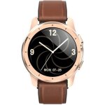 Montre connecte musical femmes homme or rose bracelet en cuir ecran tactile fitness tracker ecg surveillance ...