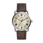 Montre copeland de fossil  trois aiguilles en acier inoxydable pour homme fs5663 et bracelet en cuir ...