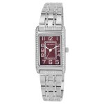 Montre - ebba - bo�tier rectangulaire argent� - bracelet acier 18 mm - cadran rouge 5 atm