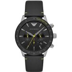 Montre homme emporio armani - cuir noir - quartz - verre min�ral - analogique