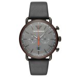Montre - emporio armani - modle rond - cuir noir - 43mm - homme