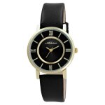 Montre femme - adrina ar0034 - dor� 32 mm - cadran noir index romains - bracelet simili cuir 16 mm