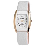 Montre femme - akzent - ak0401 - bo�tier tonneau 29 mm - dor� - bracelet simili cuir blanc