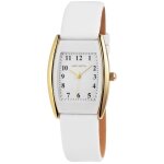 Montre femme - ayla - cuir blanc - bo�tier tonneau dor� - �tanche 5 atm
