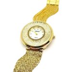 Montre femme bijoux soir�e rond fils dor� or bijoux strass mouvement id�e cadeau