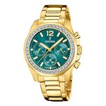 Montre femme - festina - f20609 / 6 - acier inoxydable dor� - cadran vert - �tanch�it� 10 atm