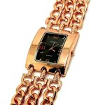 Montre femme bracelet maillon 3 chaines carr noir cuivr bijoux luxe rose gold
