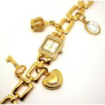 Montre femme bracelet or dore bijoux breloque clef