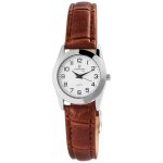 Montre femme - classique - classique - bracelet simili cuir xxl marron - bo�tier m�tal 26 mm argent� ...