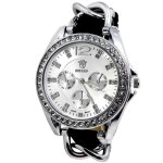 Montre femme cuir acier argent noir blanc fine bijoux strass fashion id�e cadeau