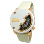 Montre femme cuir cuivre rose blanc bronze analogique circulaire originale