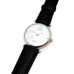 Montre femme cuir noir argent classique lgant bijoux fine discret ide cadeau