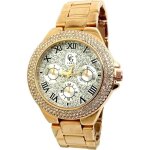 Montre femme cuivre strass or rose rond chiffres romains cadeau bijoux acier