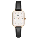 Montre femme - daniel wellington - quadro sheffield - cuir noir - quartz - analogique