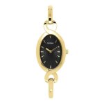 Montre femme - fontenay - modle rose - bracelet acier dor - cadran noir - style chic
