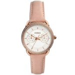 Montre femme fossil es4393 - bracelet en cuir beige - mouvement quartz analogique