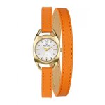 Montre femme - go - 699383 - acier dor - cuir double tour orange - tanchit 30m