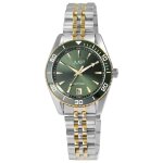 Montre femme - levana - acier inox bicolore - cadran vert verre saphir - �tanche 5 atm