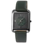 Montre femme - rabia - rectangulaire - bo�tier m�tal noir - bracelet simili cuir vert
