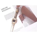 Montre femme rmega - cuir - or rose - quartz - etanche 50m