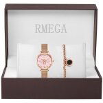 Montre femme rmega - quartz - etanche - analogique - acier - or rose