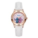 Montre fille stitch blanche et dor�e ? montre enfant ado bracelet blanc ? id�e cadeau anniversaire