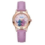 Montre fille stitch rose dor� ? montre enfant ado bracelet simili cuir rose ? cadeau anniversaire petite ...