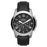 Montre fossil grant fs4812 - montre chrono cuir noire homme - collection vintage pour homme