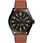 Montre fossil hommes fs5978 - marron cuir - 46mm - 10 bar - quartz - analogique