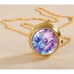 Montre � gousset stitch angel pendentif lilo amour mode enfant femme accessoire dor� dessin anim� cabochon ...
