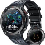 Montre gps connect�e homme - edilix - 145 �cran ips - camouflage noir - boussole - altim�tre - barom�tre ...