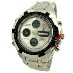 Montre homme acier gris titane rond boss smart aiguilles + digitale ide cadeau
