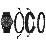 Montre homme - amoune - quartz - bracelet en tissu et cuir - 4 pices - style tendance