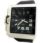 Montre homme argent noir xxl grand format bellos quadrille carre top ide cadeau