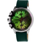 Montre homme - arve - bracelet cuir vert - bo�tier 48 mm argent� - mouvement quartz miyota jp15